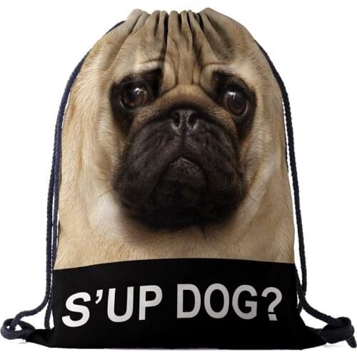 Dog backpack drawstring BAGS drawstring fashion 3D printing travel softback men bags unisex Womens shoulder bag knapsack lette