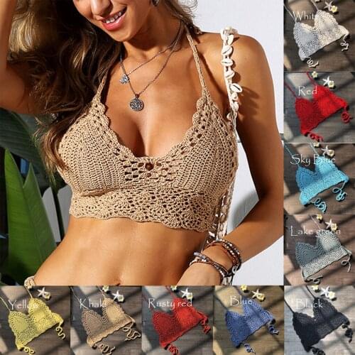 Women Shells Tassel Sexy Bikinis Knitted Crochet Swimsuit Women Swimwear Brazilian 2021 Summer Solid Bathing Suit Beachwear#L12