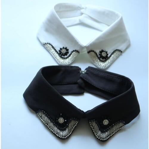 Fake collar Rhinestone Beaded epaulette for clothes Punk retro epaulets DIY Fashion Badge Epaulets Fake collar appliques