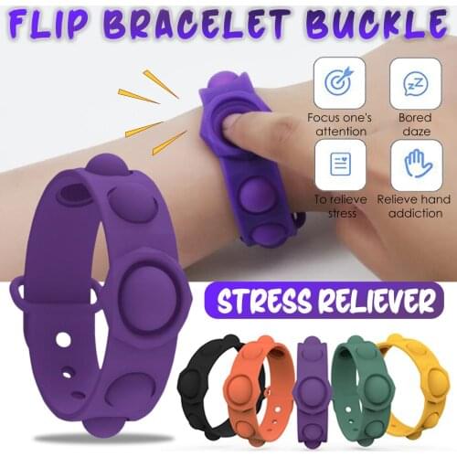 1/2/3pcs Mini Dimple Sensory Fidget Toys Funny Adult Kids Unzip Bracelet Stress Relief Solid Color Антистресс Press Bubble Gifts