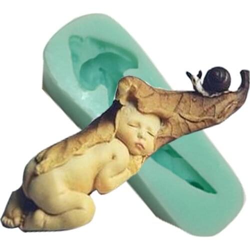 Silicone Mold Leaves Baby for Cake Decorating Fondant Handmade Soap Molds Aroma Stone Moulds Silicone Rubber PRZY Eco-friendly