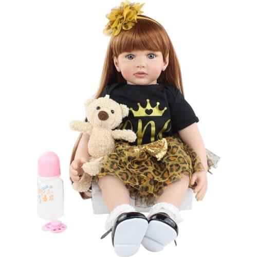 60cm Silicone Reborn Baby Doll Toy For Girl 24 Inch Vinyl Princess Toddler With Cloth Body Alive Bebe Dress Up Kid Birthday Gift