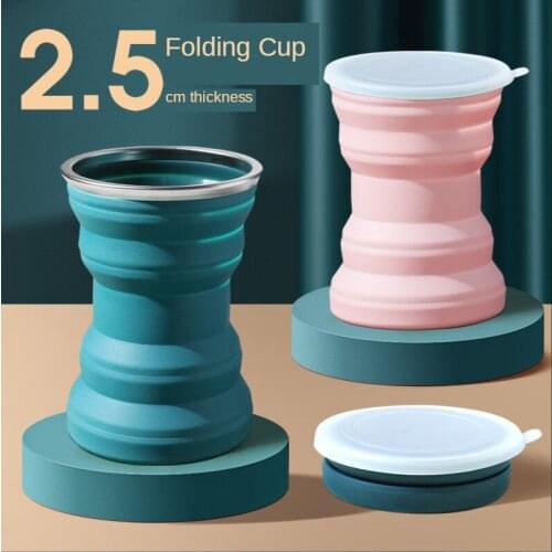 Silicone Folding Cup for Business Travel Travel Portable Creative Mini Telescopic Cup with Lid Outdoor Travel Mouth Wash Cup