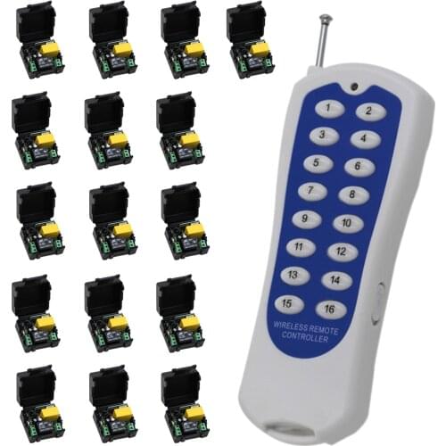 AC 220V 315Mhz/433Mhz Universal Wireless Remote Switch Wireless Remote Control ON/OFF 1 CH Relay Module and 16CH Remote Control