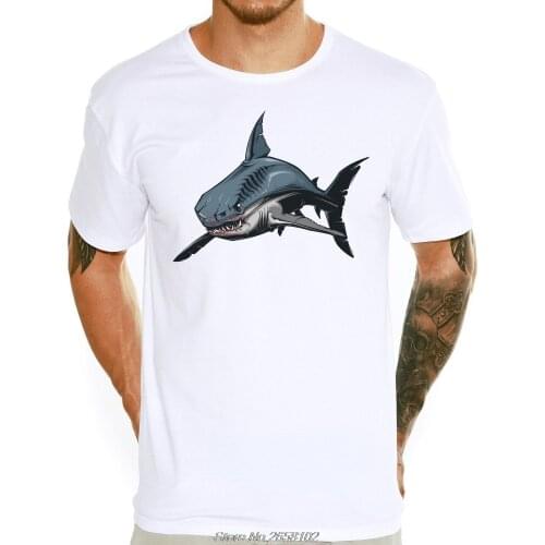 Amusing Cartoon Shark Mens T Shirt Short Sleeve Summer T-shirt For Male Boy Novelty Tops Fashion Tees Harajuku Streetwear