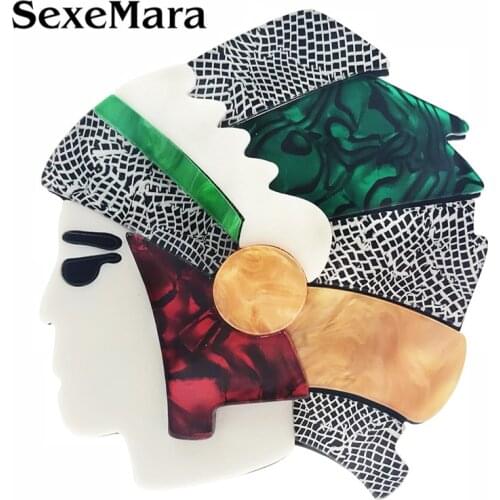SexeMara New Large Acrylic Brooches Pins For Women And Men Big Resin Indian Girl Brooch Handmade Jewelry Female Gift
