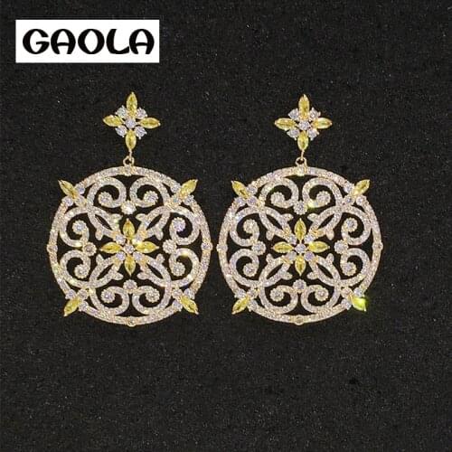 GAOLA 2016 New Brand Fashion Cubic Zirconia Gold Color Stud Earrings for Women GLE4564