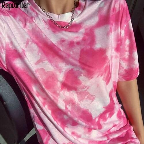 Rapwriter Casual Tie Dye Summer T Shirt And Shorts Two Piece Set Women Oversized Tee Shirt Slim Shorts Track Suit Outfits Femme