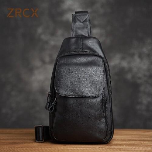 ZRCX Mens Genuine Leather Messenger Bag Mini Shoulder Bag Leather Retro Mobile Phone Top Layer Cowhide Casual Fashion Mens Bag