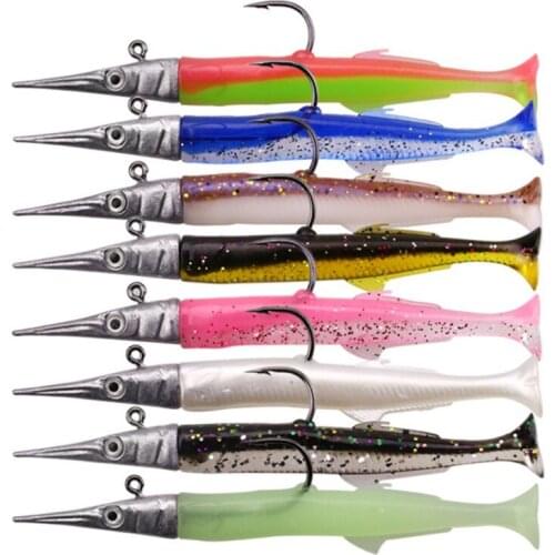 1pcs Artificial Lures Worm Hook Jig Head Soft Silicone Bait Fish Seabass Fishing Bait Minnow Set Fishing Tool