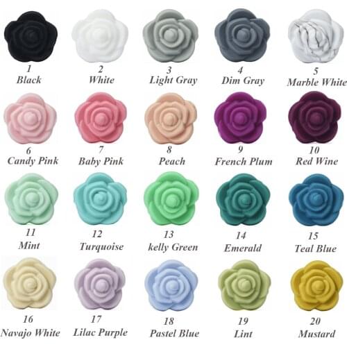 10/20 PCS Silicone Rose Beads BPA Free Babi Teething Beads Flower Baby Teethers infant Teething Necklace Making Girls DIY Toys