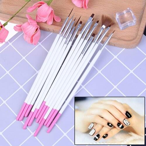 12pcs/set Nail Art Brush Decorations Set Tools Professional Painting Pen For False Nail Tips UV Nail Gel Polish Brushes