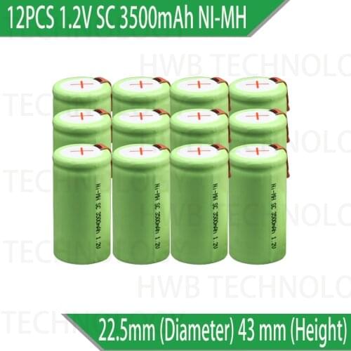 12Pieces/lot Brand new 1.2V SC 3500mAh ni-mh Rechargeable batteries Electric tools/electric drill screw welding Free Shipping