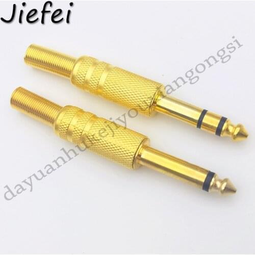 2Pcs Gold Plated 6.35mm 6.3mm Male 1/4 Mono Jack Plug Audio Connector Soldering