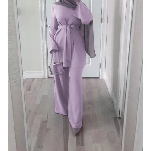 2 Pieces peignoir sets Abaya Turkish Hijab Muslim Dress Women Islamic suits Grote Maten Dames Kleding Ensemble Femme Musulmane