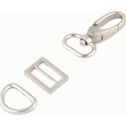 20mm Silver Metal Swivel Claw Clasps Dog Collar Hardware Adjuster Backpack Buckles Webbing Purse Hardware D Ring