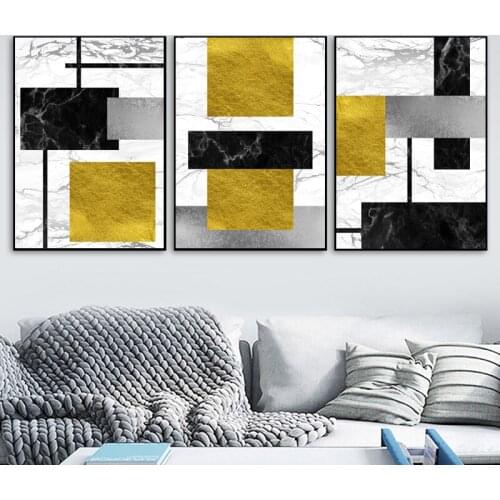 Abstract Gold Foil Canvas Painting Marble Wall Art Poster Print Nordic Living Room Decoration Picture Modern Bedroom Decor