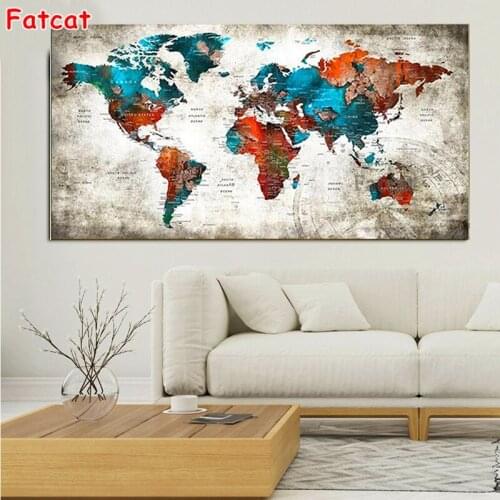 Large Size 5d Diy Diamond Painting Vintage World Map Full Square Round Diamond Embroidery Mosaic Needlework Crafts PP2182