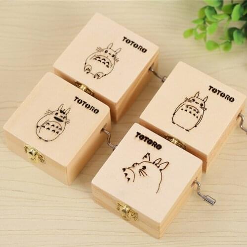 Free shipping Hayao Miyazaki Totoro wooden music box,4 pieces/a lot for collection or birthday gift