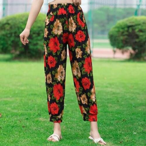 Summer printing High waist Harem Pants Women Casual Loose plus size lantern pants Ladies 2021 new Fashion floral trousers