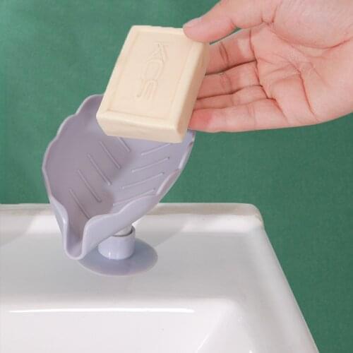 Bathroom Soap Holder Leaf Shape Soap Box Kitchen Dish Storage Non-Slip Drain Soap Storage Case Container Bathroom Accessories