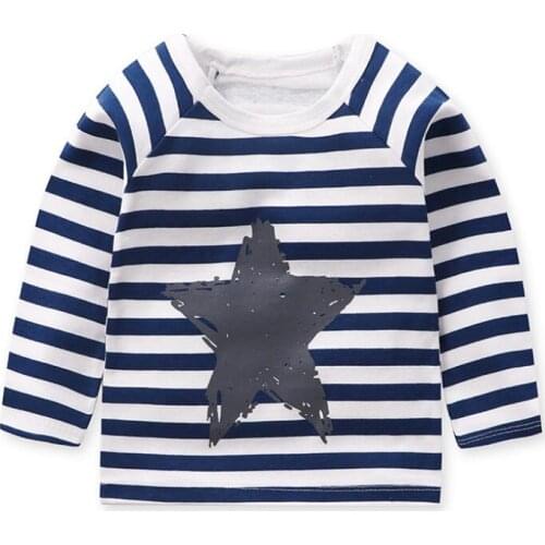 Little kids spring-fall pure cottonT shirt cute long sleeve patchwork pullovers infant clothes toldder shirt bab bottoming shirt