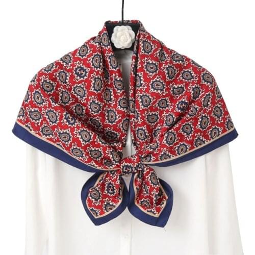Simple and Elegant Scarf Womens Cashew Twill Satin Scarf 90* 90 cm Square Scarf Red Fashion Head Band Scarf Shawl Lady