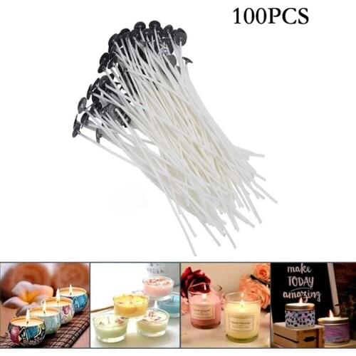 100Pcs Cotton Candle Wicks Smokeless Wax Pure Cotton Core Wick for DIY Scented Candle Making Birthday Christmas Party Supplies