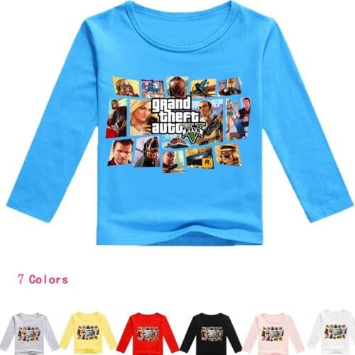 HOT Gta Street RPG Game Boys Girls T Shirt Gta Spring Auturn Grand Theft Auto 5 Print Children Tees Long Sleeve Kids Clothes