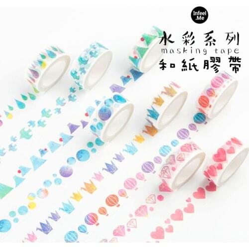 Cute 15mm x 7m watercolor Color Decorative Adhesive Tape Masking Washi Tape DIY Scrapbooking Sticker Label School Office Supply