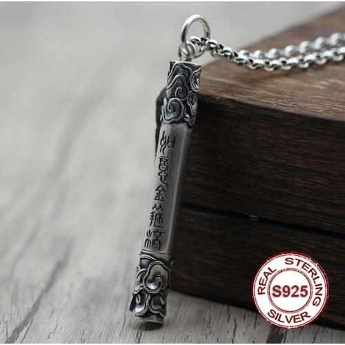 S925 sterling silver pendant jewelry Classic retro mens personality pendant Monkey King Goblin hand carved version Send lovers