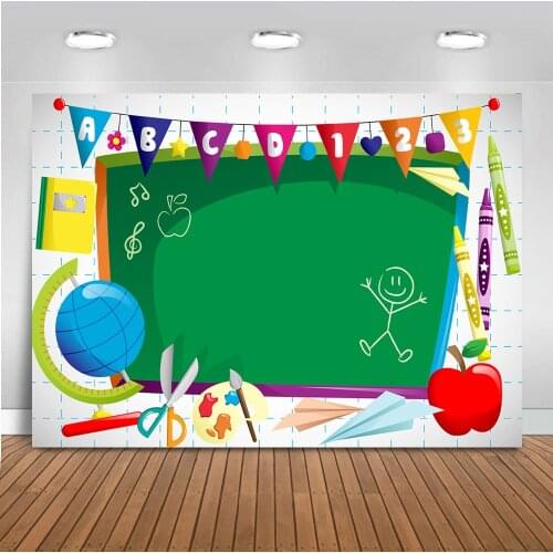 Mocsicka Back to School Backdrop Welcome to Kindergarten Educational Background ABC Letters Blackboard Watercolor Pen Party