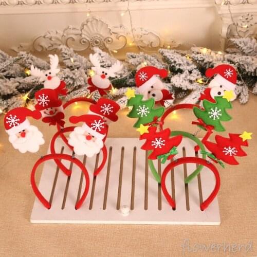Fashion Christmas Hat Xmas Hot Decorations for Home Kids Headband Santa Xmas Party Performance Decor Double Hair Band Clasp Hoop