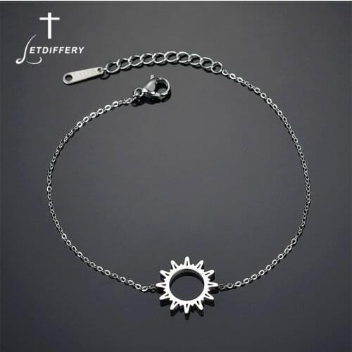 Letdiffery Fashion Stainless Steel Hollow Sun Bracelet For Women Gold Lucky Sunflower Chain Bracelet Wedding Gift Jewelry