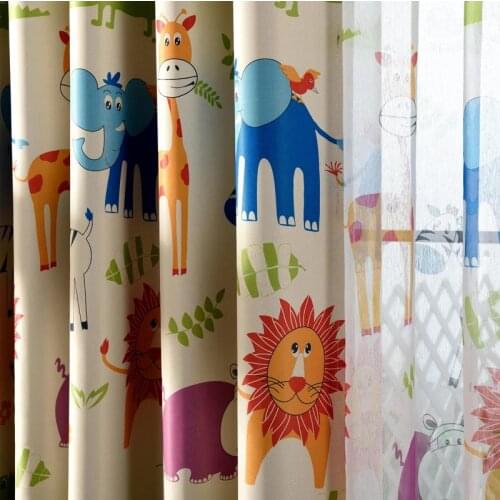 Cartoon Curtain for Kids Blackout Drape Sheer Tulle Curtain for Window Bedroom Animal Baby Room Custom Treatmnet T&137#30