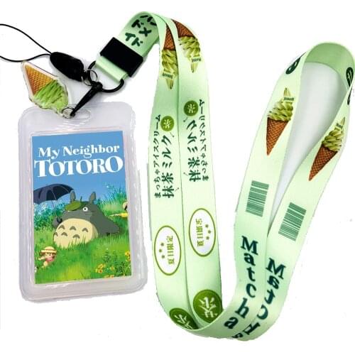 Cartoon Green Matcha Totoro Key Lanyards Neck Strap ID Card Mobile Phone Strap USB Badge Holder Rope Key Chain Gifts