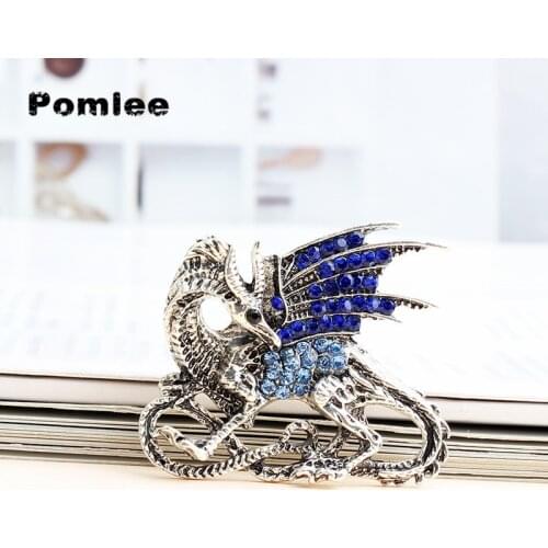 Pomlee 2021 New Arrival Enamel Dragon Brooch Unisex Women And Men Pin Animal Large Brooches 2 Colors Available Gift Whosales