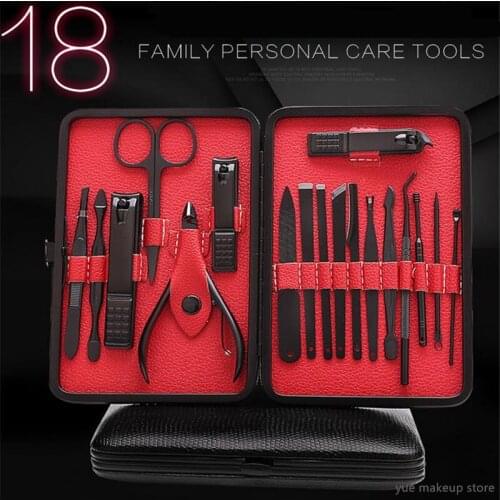 15/18pcs Nail Clipper Set Fingernails Toenails Scissors Tweezer Sets Nail Care Nipper Kit Manicure Tool Dropshipping 30#101