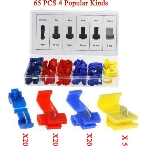 65PCS Quick Splice Scotch Lock Quick Splice Wire Connectors Connector Terminal Kit Quick Splice Electrical Connector Assortment