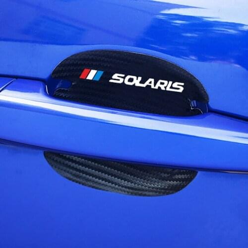 4pcs Carbon Fiber Pattern Car Door Handle Scratch Protector Stickers For Hyundai Solaris 2017 2018 2019 2020 Accessorie