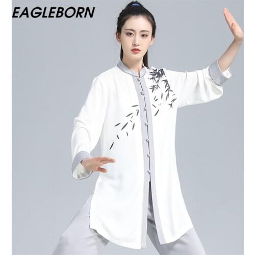 New Tai Chi Uniform Woman Chinese Traditional Costume Group Performance Long Sleeve Bamboo Three-piece Tai Chi Kung Fu Uniform