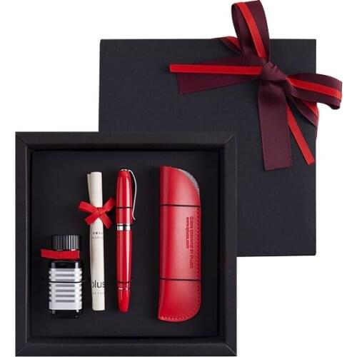 LUXURY Metal Fountain Pen with Ink and Leather Pen Pouch Gift Set Birther Day Gift