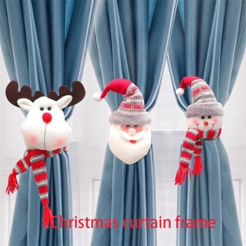 Christmas Curtain Holder Merry Christmas Decorations for Home Ornaments New Year 2022 Santa Claus Xmas Curtain Noel Home Decor