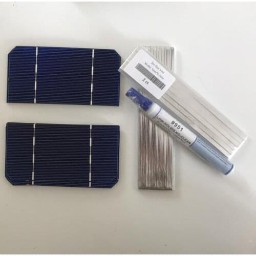 ALLMEJORES 100pcs Monocrystalline soalr cell 125mm*62.5mm 1.4W 0.5V For DIY 12V/24V solar panel give enough tab wire& Flux pen