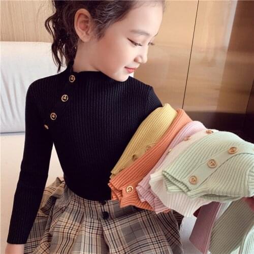 Girls Sweater Spring Autumn Children Candy Color Knitted Bottoming Shirt Teen Kids Knitted Sweater Slim Top School T shirt