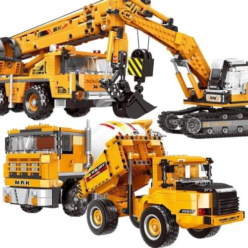 Technical Crawler Crane Vehicle Engineering Excavator Bulldozer Truck City Construction Loader Building Blocks Kid Toy Moc Set