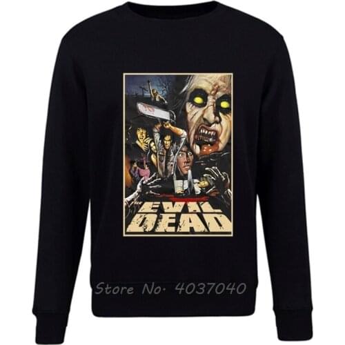 Men Evil Dead Horror Movie Mens Black White Hoodie Fashion Hoodies Men Casual Pullovers Sweatshirt Harajuku Streetwear