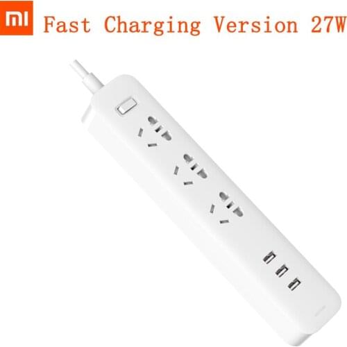 Xiaomi Mijia QC3.0 27W Fast Charging Power Strip 3 USB + 3 Sockets Standard Plug Interface Extension Lead 1.8m Tira de energía
