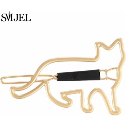 SMJEL Fashion Girls Cat Hairpin Creative Barrettes Korean Star Shape Hair Clips for Women Metal Alloy Handmade Hairgrip Headwear