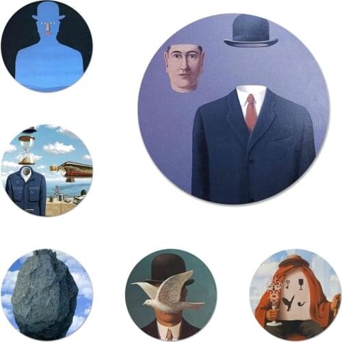 58mm rene magritte Icons Pins Badge Decoration Brooches Metal Badges For Backpack Decoration